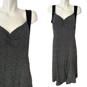 Vtg 90s Loco Lindo Black Polka Dot Dress V-neck Womens Size Medium Rayon Summer